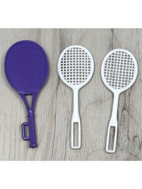 Lot 3 Barbie Clone Doll White Purple TENNIS RACKETS Racket 3-3/8" Plastic EUC